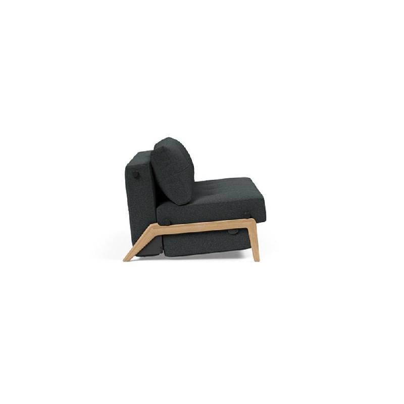 Canapé design convertible Cubed Wood 02 - Lit 160x200 cm - Tissu bouclé Black Raven - Innovation Living_2