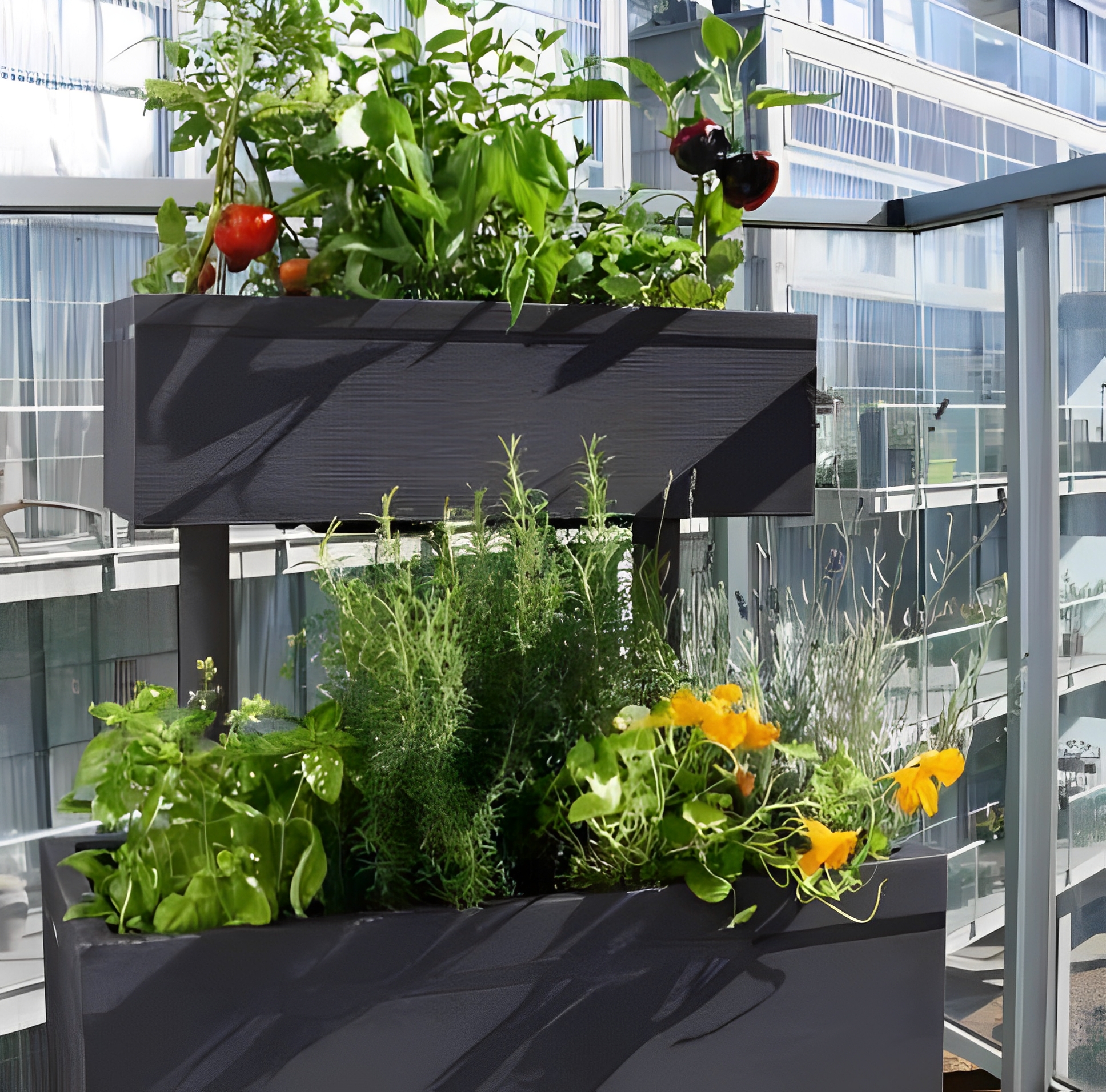 Jardinière verticale en deux niveaux pour plantes aromatiques