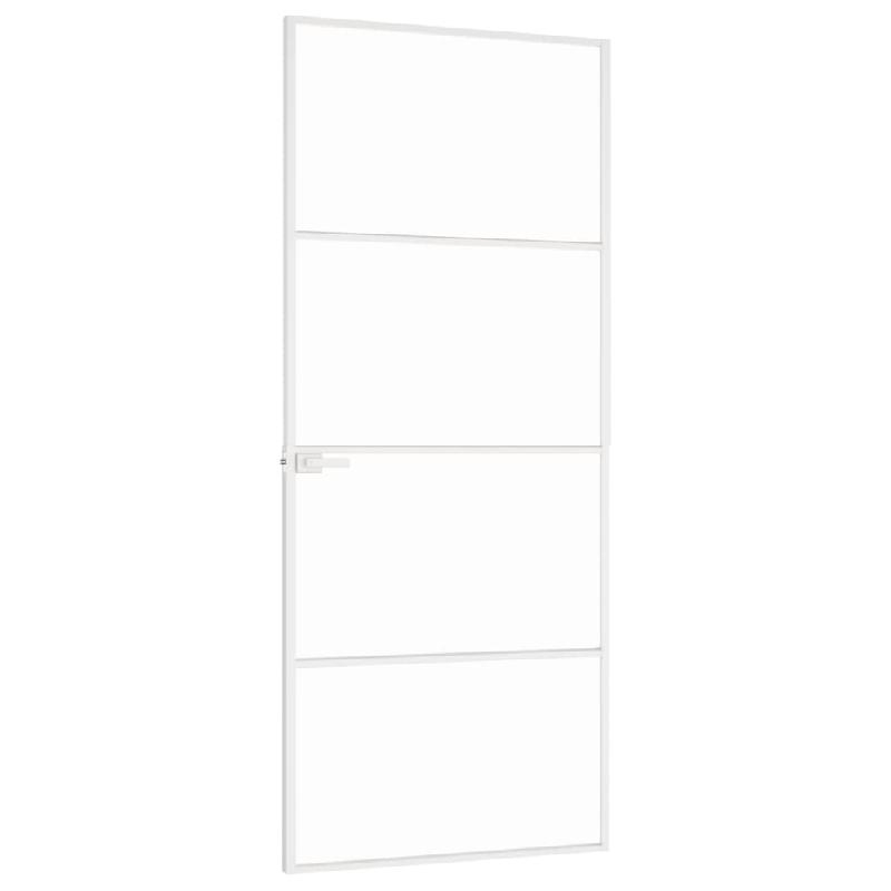 Vidaxl porte d'intérieur blanc 83x201,5 cm trempé verre aluminium fin 153667_2