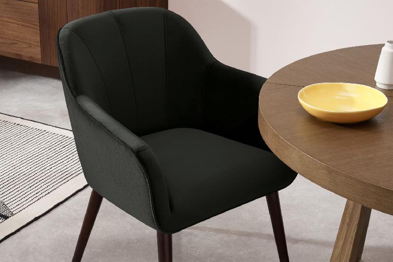 Fordell - Chaise à accoudoirs en velours gris colline - Pieds en hêtre - Confort et design sophistiqué_2