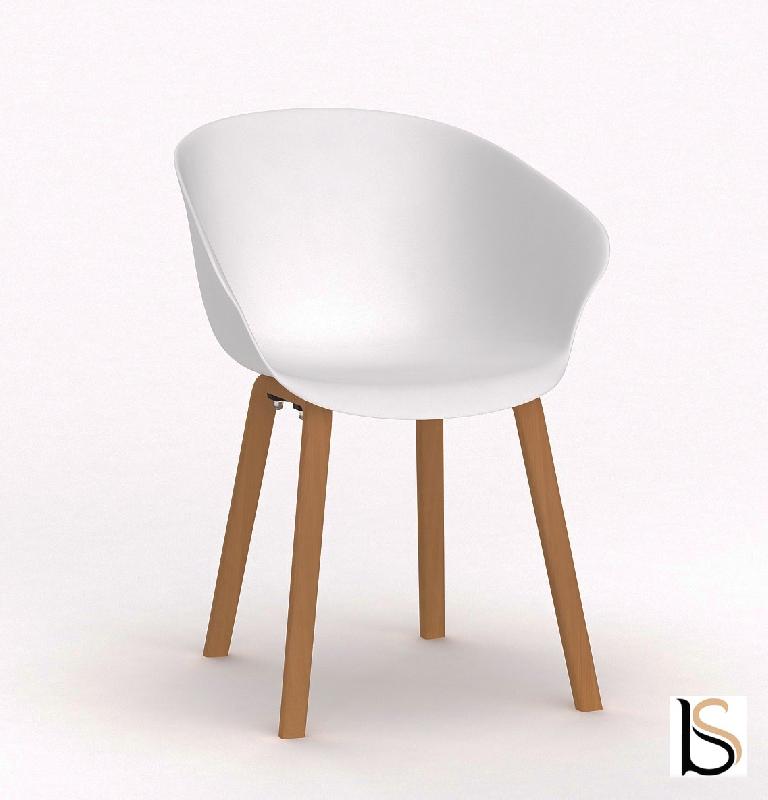 Lot de 4 chaises visiteurs Hop - Mobel Linea. - Blanc_2
