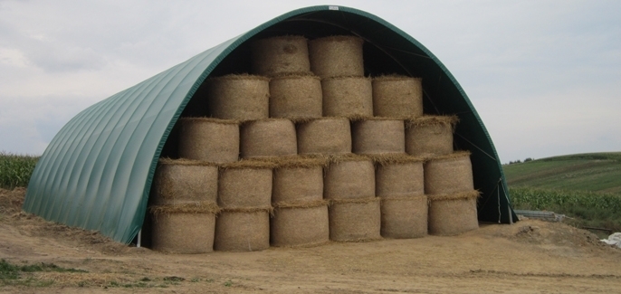 Tunnel de stockage / ouvert / structure en acier / couverture en pvc / ancrage au sol avec platine_2