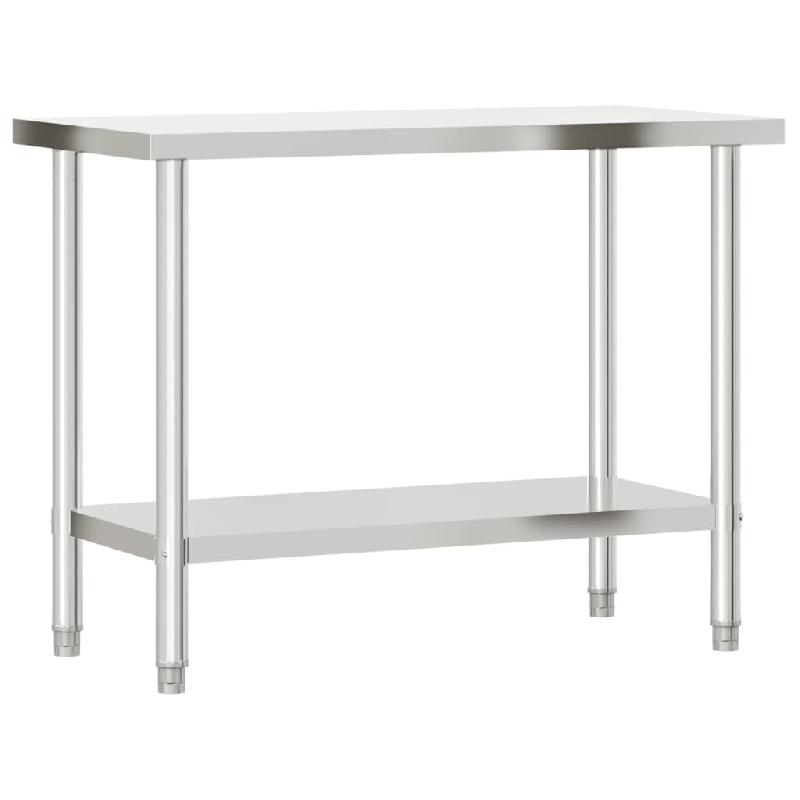 Vidaxl table de travail de cuisine avec étagère 110x55x120 cm inox 3208899_2