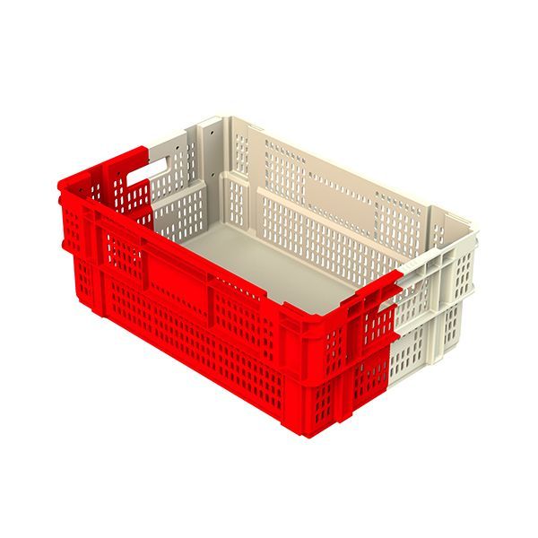 Bac bicolore gerbable/emboitable 180º - 600x400 mm - Hauteurs 110 à 260 mm - PEHD vierge apte au contact alimentaire_2
