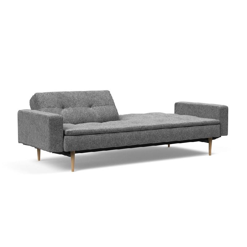 Canapé design Dublexo Styletto - Convertible lit 115x210 cm - Pieds chêne naturel - Tissu Twist Charcoal_2