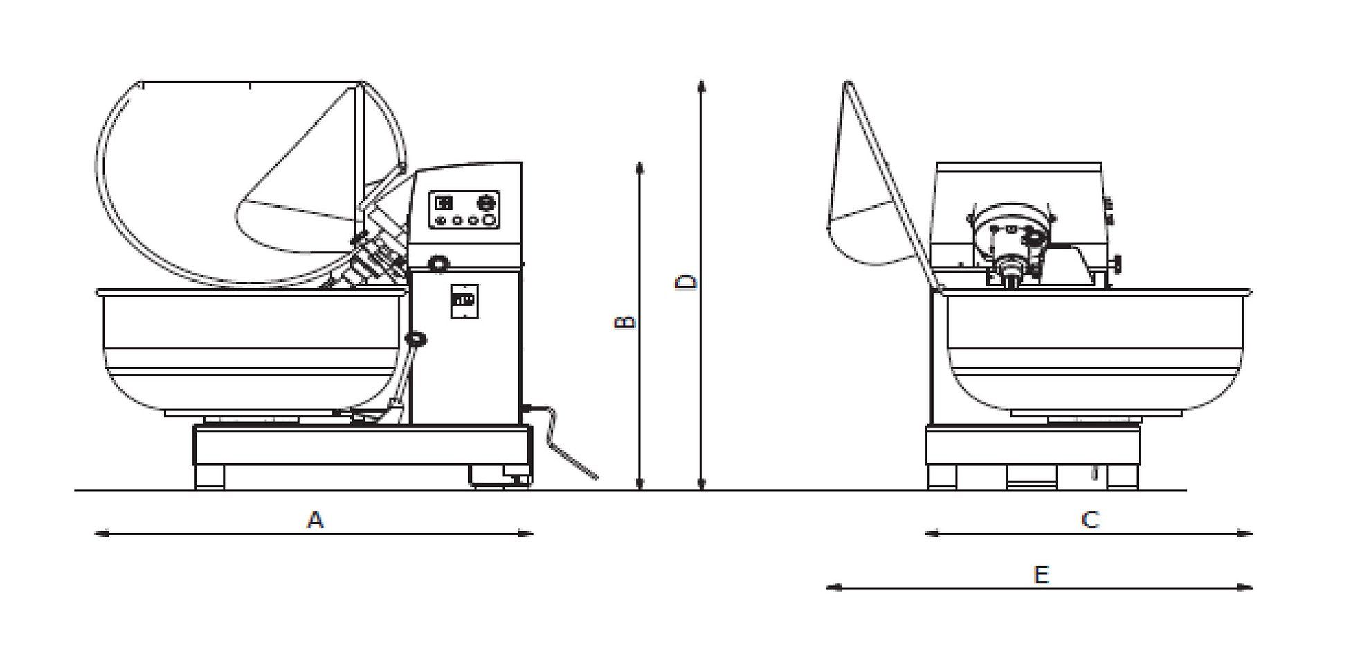 Pétrin professionnel PAFXMM - Caplain - 80-160 kg - bras oblique, cuve libre, 2 vitesses_2