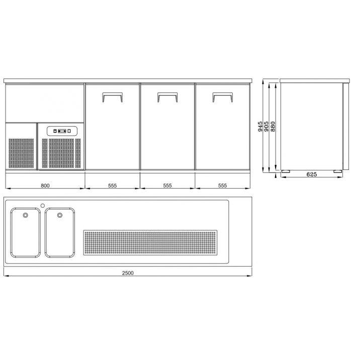 Refroidisseur de bière 3 portes 2l l2500mm 7489.5345 COMBISTEEL_2