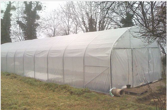 Structure de serre tunnel avec options de ventilation latérale manuelle