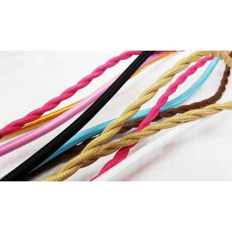 Fil électrique vintage tissé bleu clair - look rétro en tissu - vendu au mètre_2