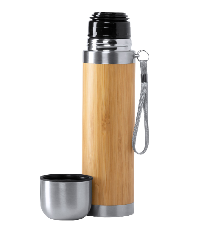 Gourde thermos en acier inoxydable - revêtement bambou - 420 ml_2