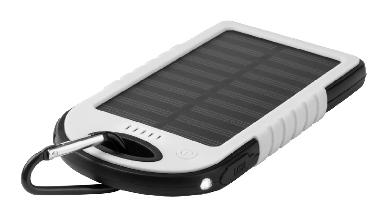 Power bank USB - plastique avec revêtement silicone - 4000 mAh - chargeur solaire et lampe LED_2