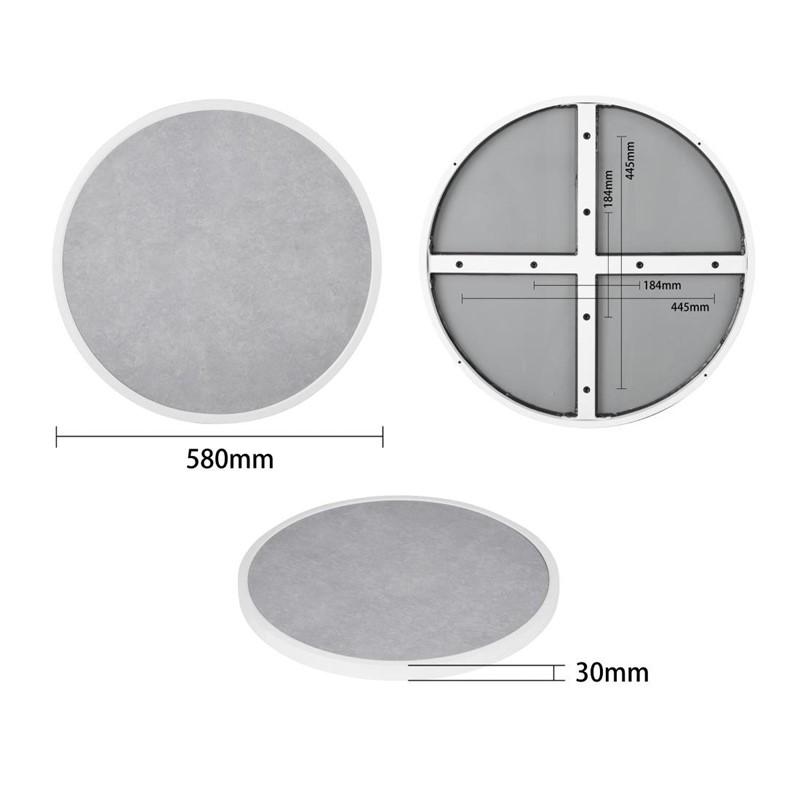 Plateau de table extérieur rond en verre trempé effet pierre gris clair bord blanc 580 mm | Bolero - DL485_2