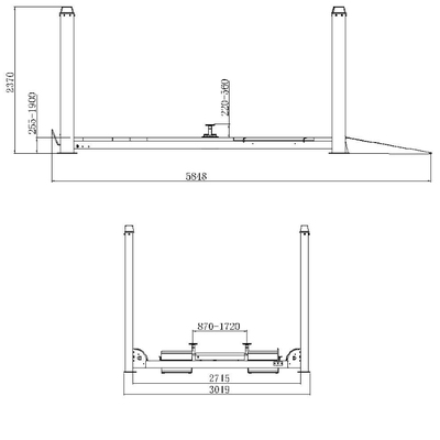 Pont élévateur 4 colonnes 4t avec levage auxiliaire_2