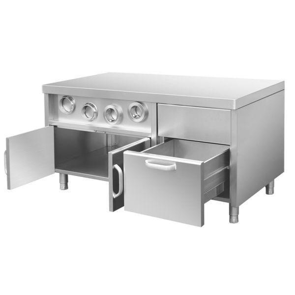 Comptoir à café inox avec porte-gobelets et compartiment glaçons - 1500 mm_2