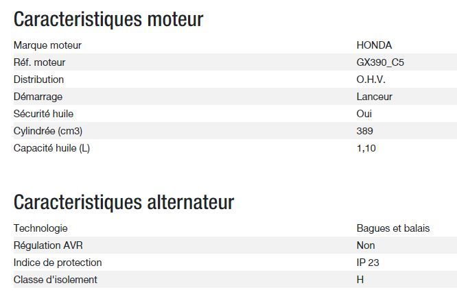 Power HX 7500 T C5 groupe électrogène Kohler - Gamme INTENS - Puissance max 5,70 kW / 7,10 kVA - 50 Hz_2