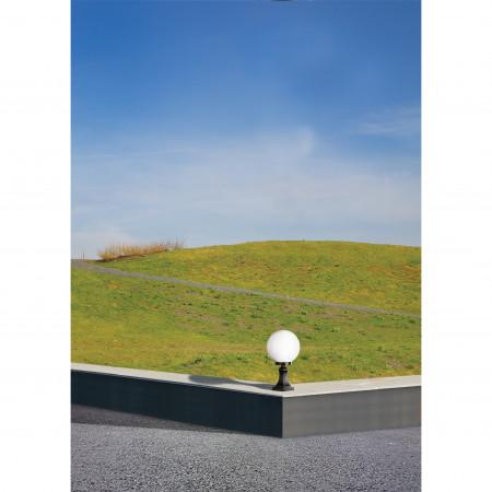 Borne classique Cast IP43 E27 - base noir ou blanc - boule ronde blanche diamètre 300 mm - extérieur_2