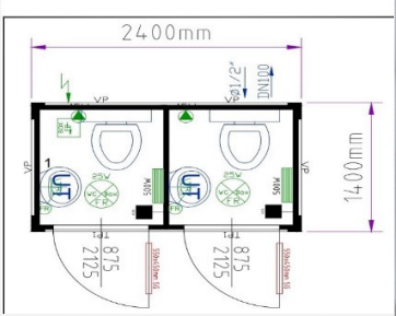 Bâtiment modulaire - Module sanitaire 8 pieds juxtaposable - CTX DUO S_2