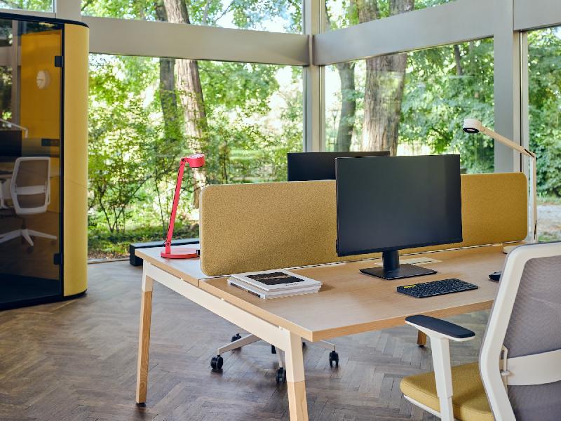 Bureau 2 personnes Ogi W - MDD - Non, Blanc, Bouleau clair, 120 x 121 cm_2