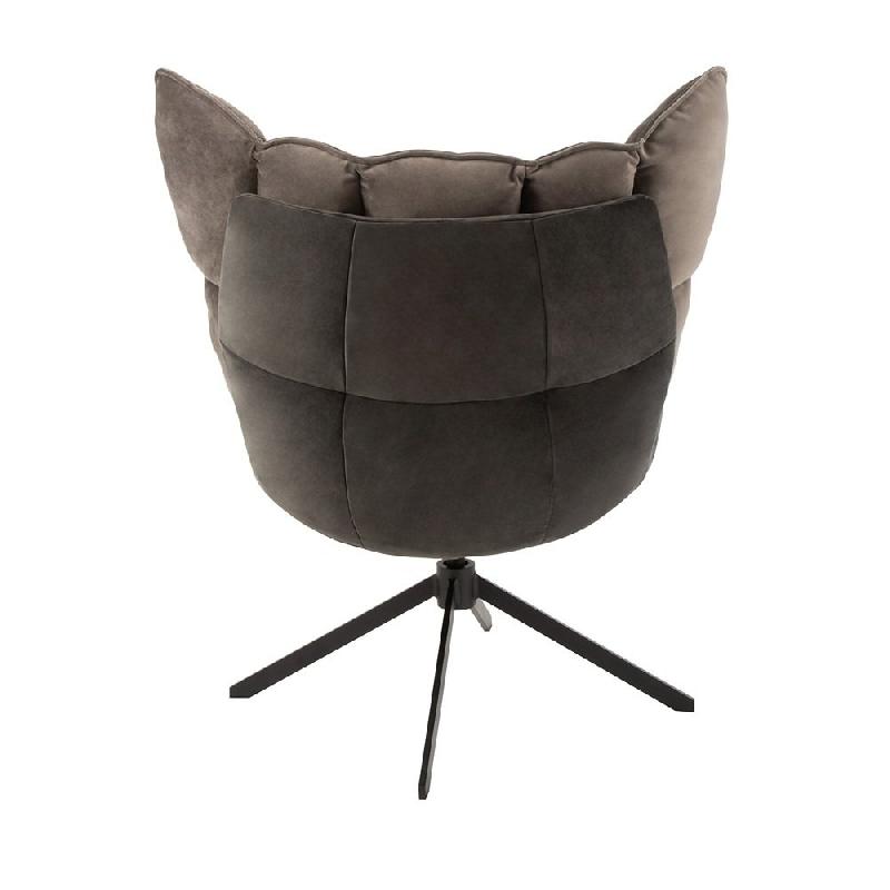 Fauteuil relax pivotant Pietra - tissu gris foncé métallisé avec piètement étoile en métal noir_2