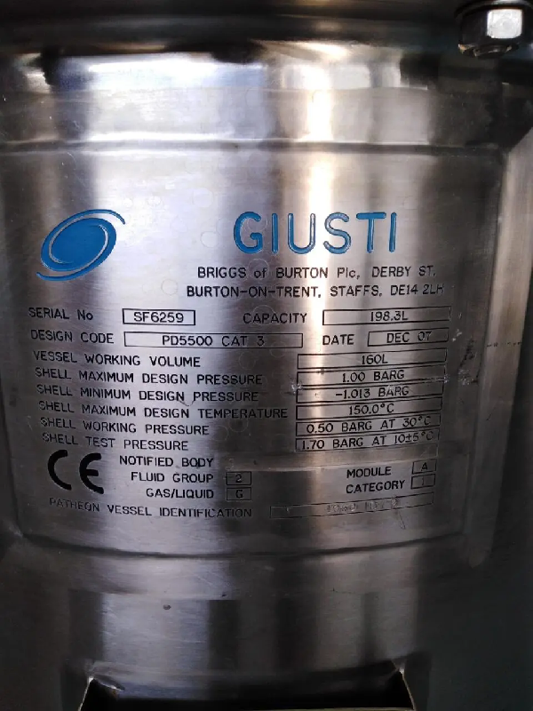 Cuve en acier inoxydable 160 litres d'occasion - référence : c5384_2