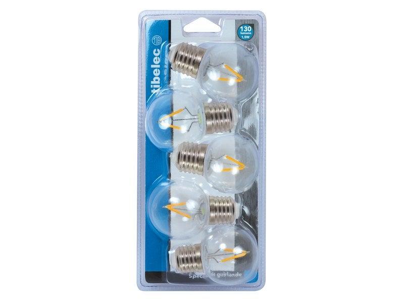Lot de 5 ampoules LED à filament clair E27 - 130 lm - équivalent 18 W - TIBELEC_2