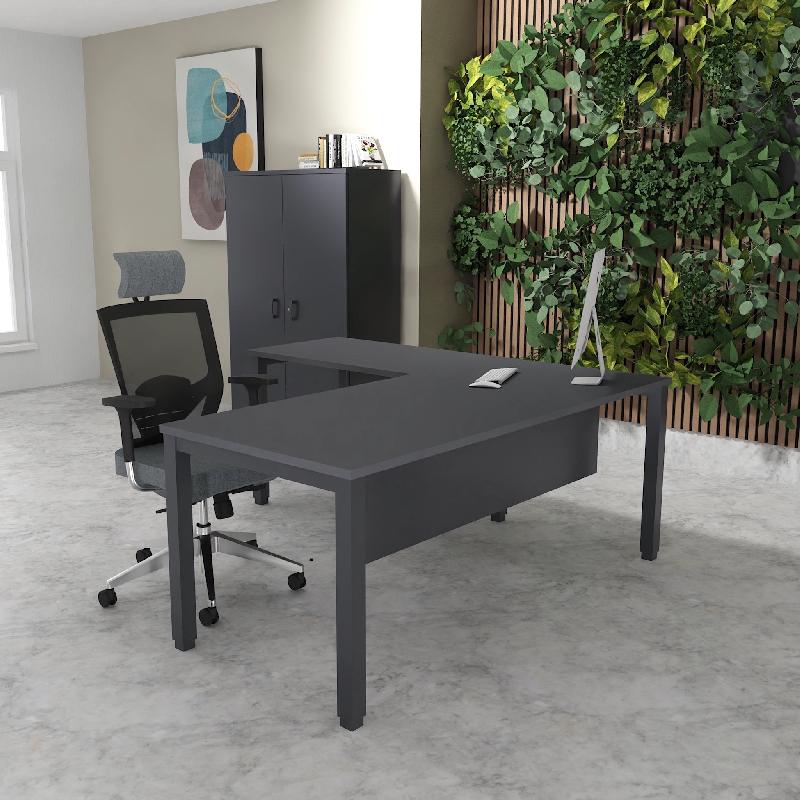 Bureau d'angle Tempo - Mobel Linea. - 160, Anthracite, Anthracite, Oui_0