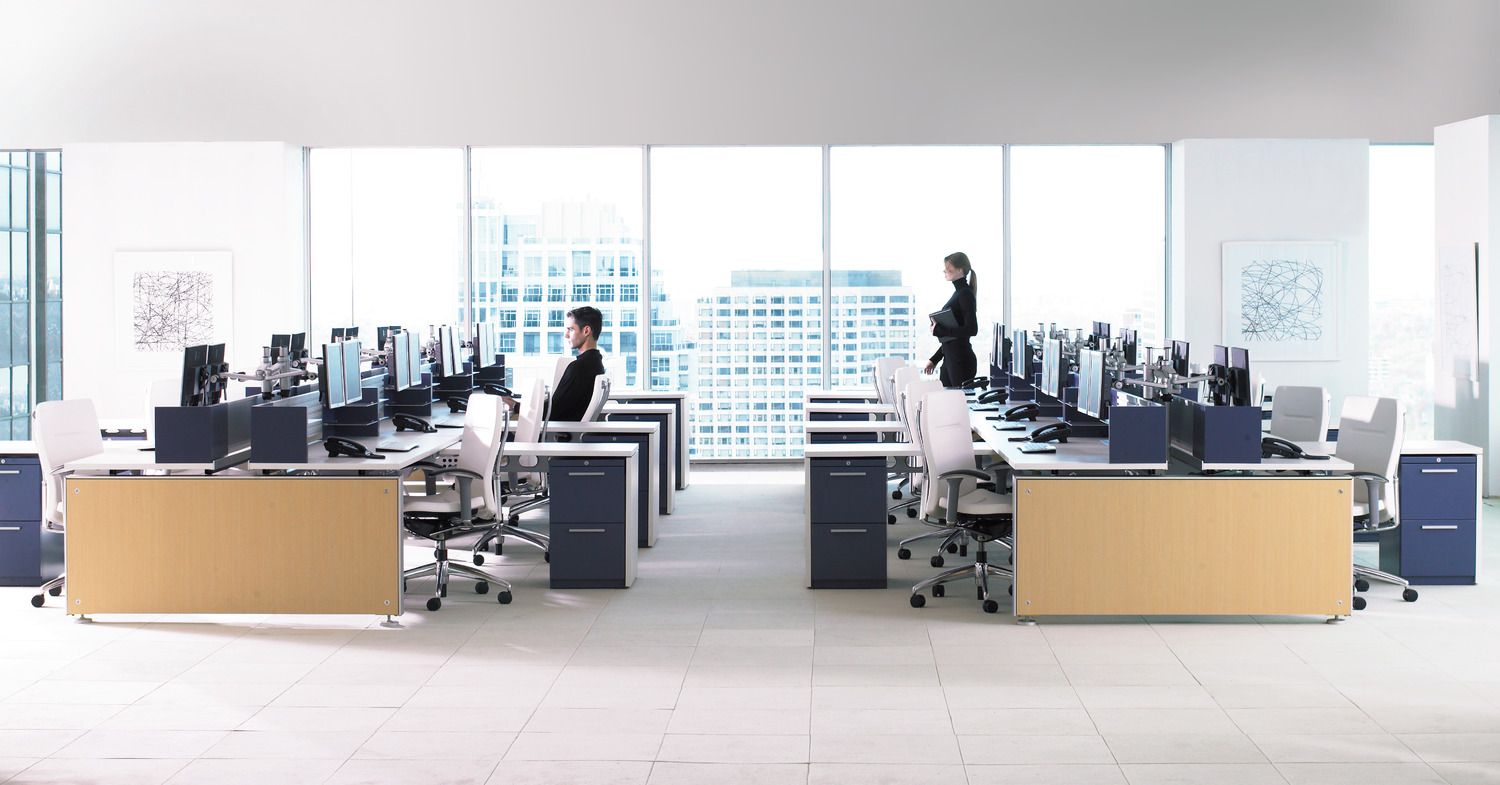 Marketplace - Bureau open space Teknion - table collaborative avec options de personnalisation et gestion technologique_2