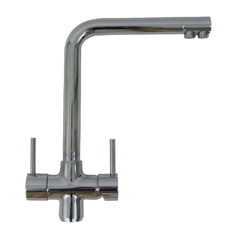 Robinet de cuisine mitigeur 3 voies chromé modèle coudé pour filtre sous évier_2