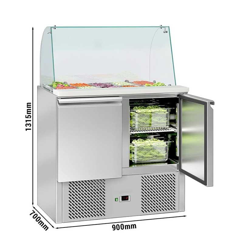 Saladette réfrigérée avec pare-haleine bombée - 2 portes, 2 bacs GN 1/1 et 3 bacs GN 1/6_2