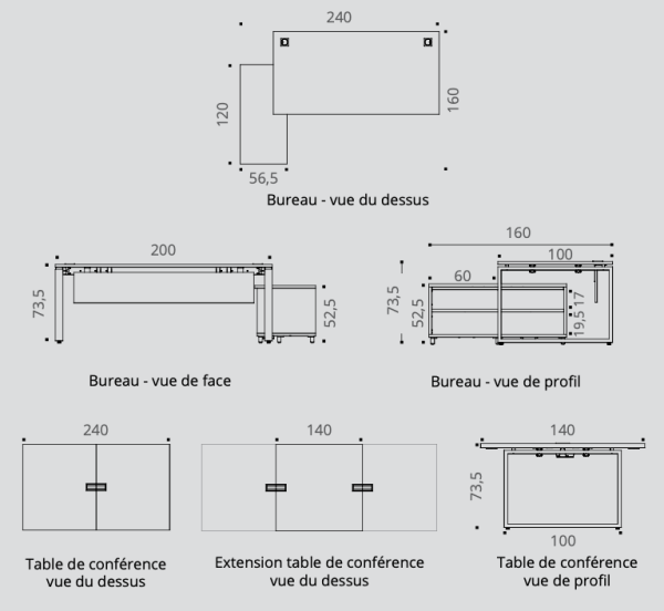 Bureau de direction contemporain - Prestige - Buronomic avec plateau épaisseur 38 mm et finition soignée_2