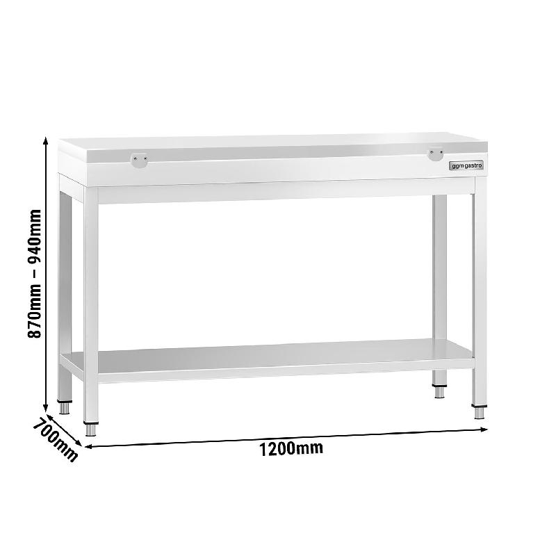 Table inox de découpe avec plan blanc - Profondeur 700 mm | Ggm - 1200_2