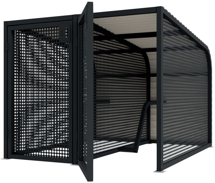 Abri vélo sécurisé en acier galvanisé - Fermeture par cadenas, monnayeurs, digicode ou système de badge - Toiture BACACIER et bardage personnalisable_2