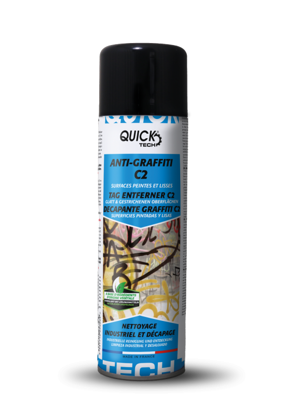 Anti graffiti c2 decapant peintures encres et vernis quick tech aerosol de 500ml_2
