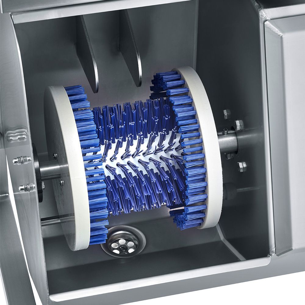 Lave-mains et lave-semelles compact - Centre d'hygiène en acier inoxydable avec brosse-rouleau et distributeurs intégrés_2