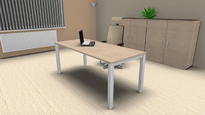 Bureau individuel Tempo réglable en hauteur. - 180, Blanc, Hêtre_2