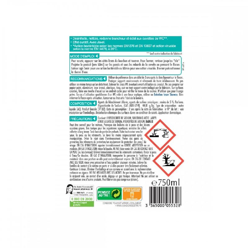 Nettoyant pour WC avec javel - STARWAX - 0,750 L - Désinfectant en gel avec action bactéricide et virucide_2