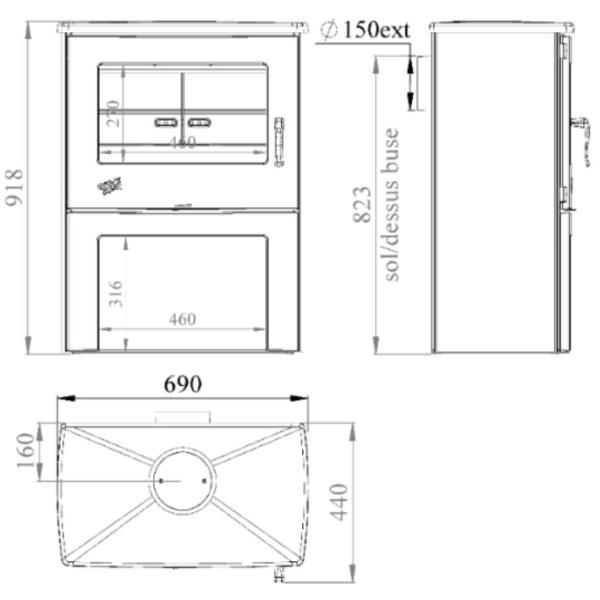 Poêle à bois Chinon anthracite - sable 8,5 kW - flancs émaillés Sahara - Origine France Garantie_2
