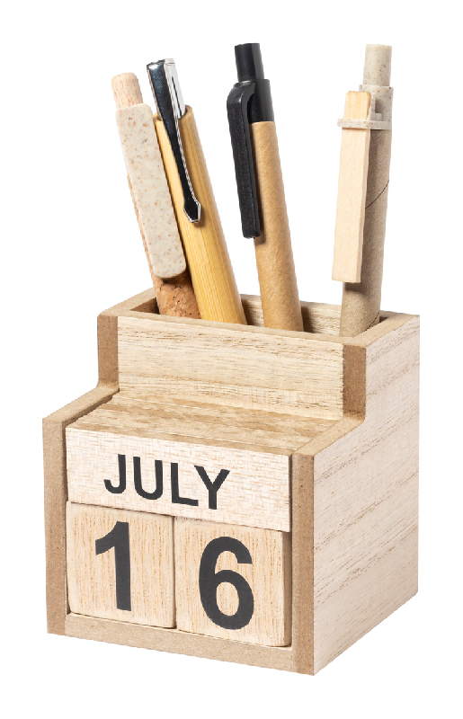 Porte-stylo en bois - calendrier perpétuel - couleur naturelle - 140g_2