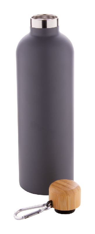 Thermos - isotherme double paroi en acier inoxydable avec couvercle en bambou et mousqueton - 500 ml_2