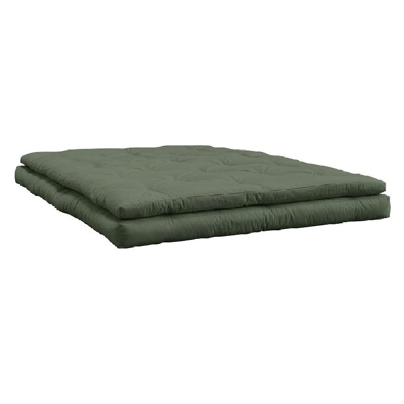 Canapé futon convertible Buckle-Up - couleur vert olive - matelas épais 140x200 cm_2