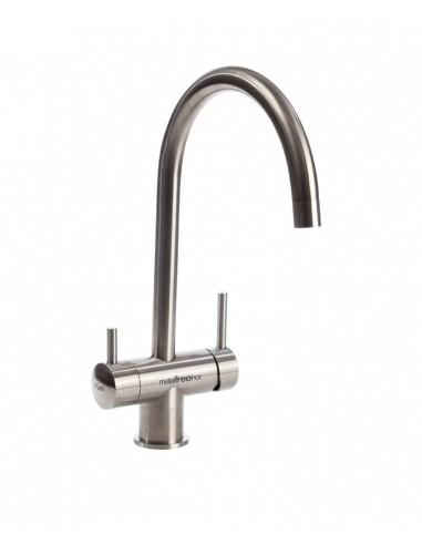 Robinet 3 voies col de cygne MF métal brossé - Eau mélangée et filtrée - Garantie 2 ans_2