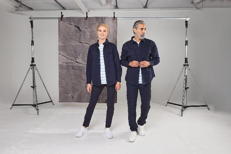 Surchemise Drill - Réf: FR054 - 100% coton twill avec empiècement au dos - Marque Front Row_2