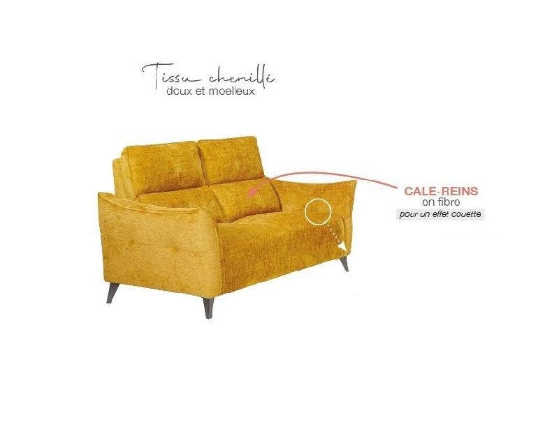 Canapé fixe 2 places ATTITUDE - Tissu chenillé gris argent - Design contemporain et confort optimal_2