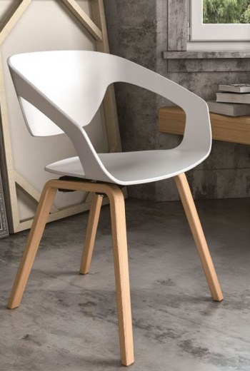 Ensemble de 4 fauteuils LINER - Monocoque polypropylène - Pieds bois - 4 finitions - Référence 8115 SR M_2