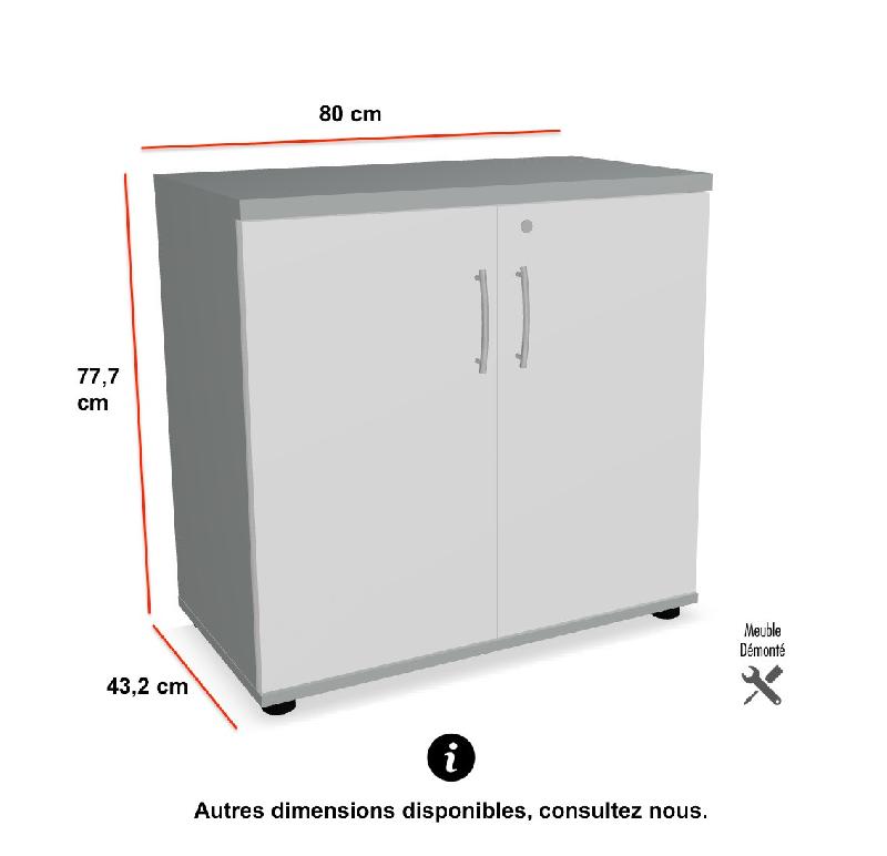 Armoire de bureau avec portes décor bois - MDD - Gris anthracite, Noir_2