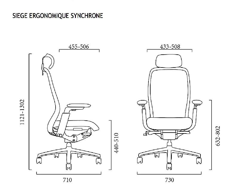 Fauteuil de bureau synchrone Iris-A - Avec têtière_2