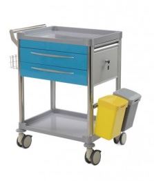 Chariot de soins hospitalier - 2 tiroirs - Bleu ciel - 63004 - Aluminium et Inox AISI 304_2