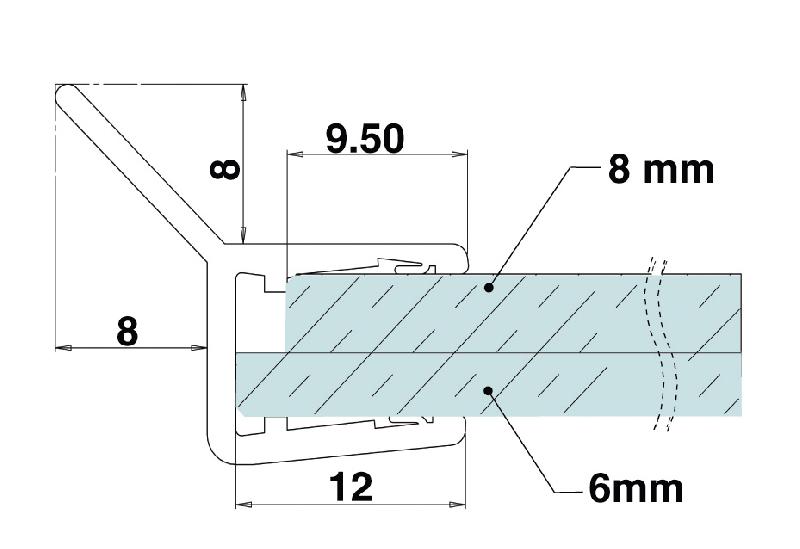 Joint d'étanchéité lèvre latérale - 200 cm - pour verre de 6 à 8 mm d'épaisseur_2