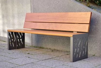 Banc public Venise - lames en bois - 1800 mm - structure en acier_2