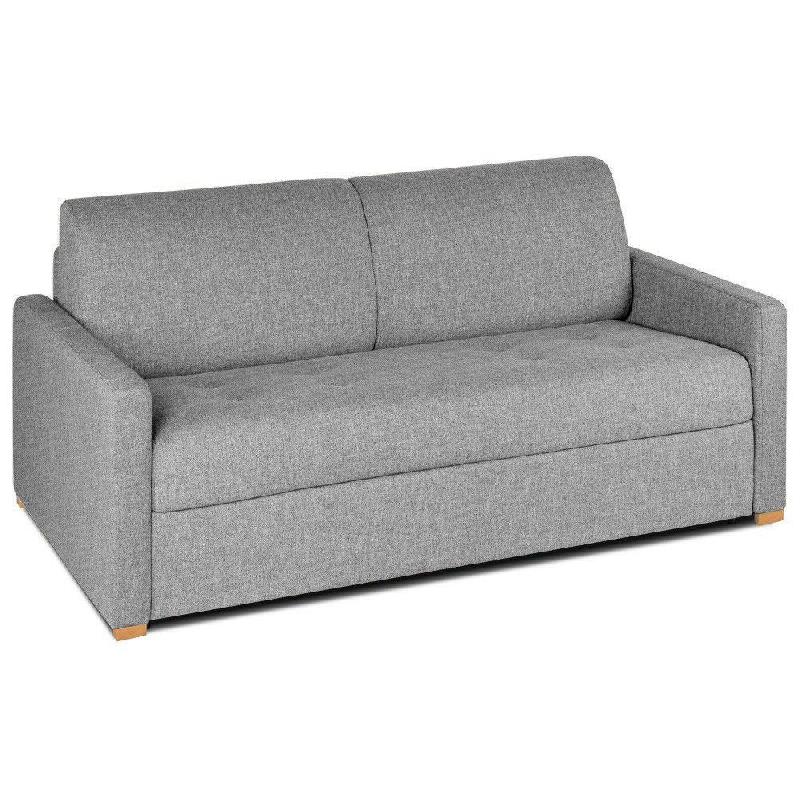 Canapé convertible express Birdy 140 cm - matelas 16 cm mono assise capitonnée tweed gris silex - fabrication italienne_2